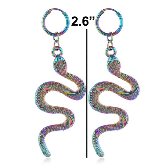 2/$20! Rainbow Serpent Huggie Hoop Earrings - Picture 7 of 9